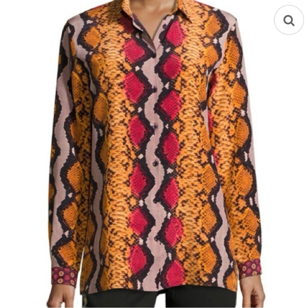 Etro Snakeskin Print Silk Blouse